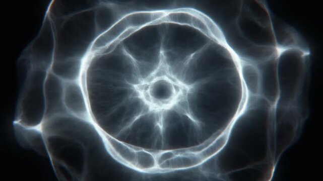 Abstract glowing light waves ripple in a circular motion creating a mesmerizing pattern of energy that pulses and shifts continuously in this smooth cinematic 4k loop