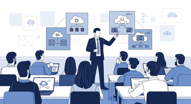 Cloud Computing Training: Instructor Explains Technology to Students