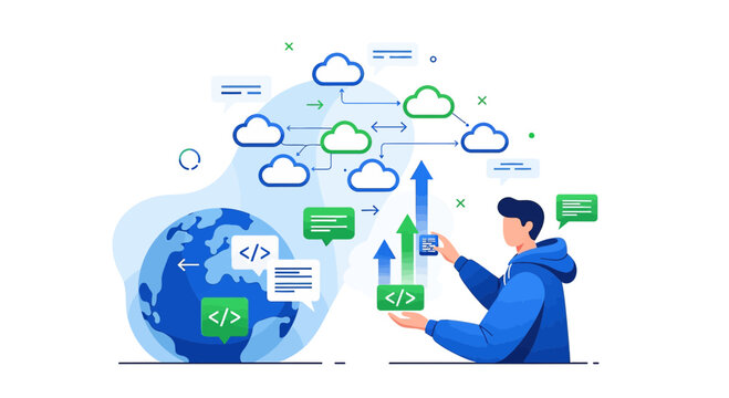 Cloud Computing Network Data Flow Abstract Globe Programmer