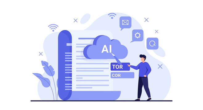 AI Cloud Integration: Man Connects to Online Network for Data Storage