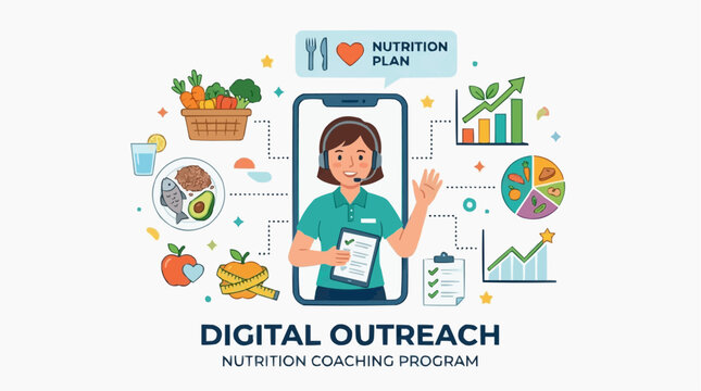 Digital Nutrition Coaching: A digital nutrition coaching program with various elements to achieve the diet plan