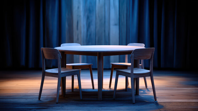Intimate Round Dining Table Mockup Small Group Setup