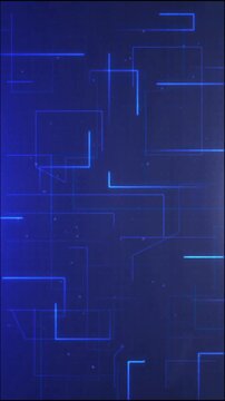 A futuristic, dark blue backdrop featuring glowing neon blue lines and subtle dots, suggesting a high-tech network, digital interface, or abstract circuit board design.