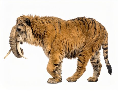 Wooly elephant alone on a awhite background