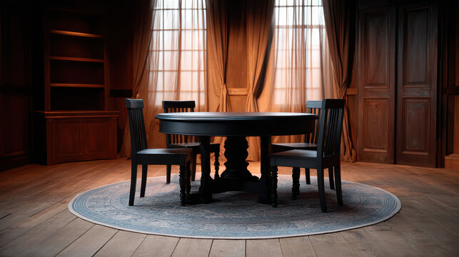 Aesthetic Round Dining Table Mockup Cozy Small Group