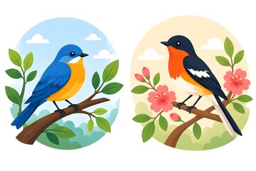 Obraz premium birds on a branch