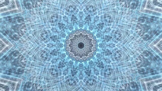 Intricate blue and white mandala patterns.