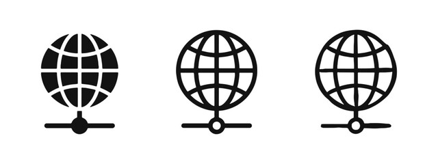 Obraz premium Globe with network connection icon, global communication and internet symbol set.