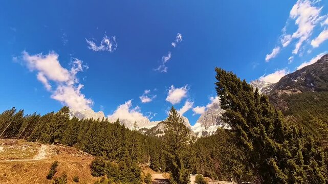 4K Timelapse alpine video with moving clouds at Wochenbrunner Alm, Ellmau, Wilder Kaiser, Kufstein, Tyrol, Austria