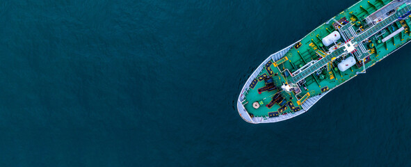 Aerial view oil and gas tanker ship freight shipping oil and gas, Global business freight shipping...