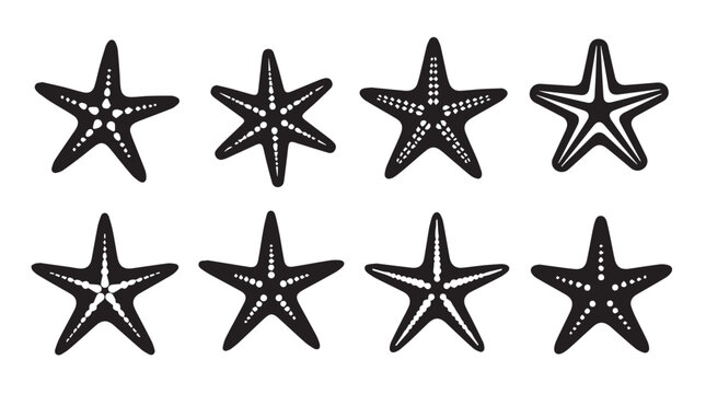 Starfish silhouettes against a white background showcasing marine diversity and ocean life concepts