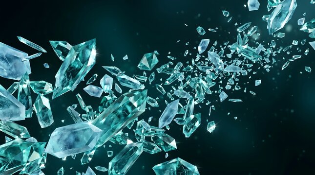 Shattered ice shards exploding in motion