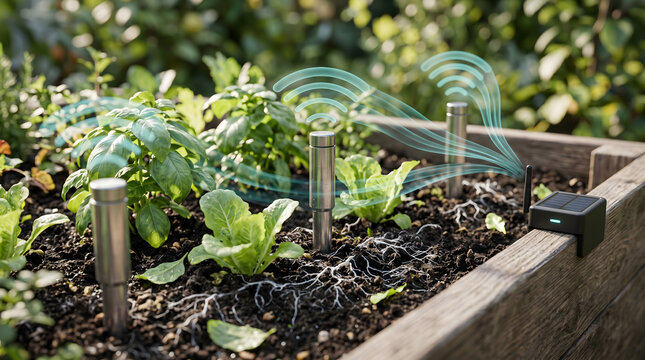 Precision agrotech implementation utilizing wireless sensor networks in raised garden beds to optimize resource allocation and enhance yield for market scalability.