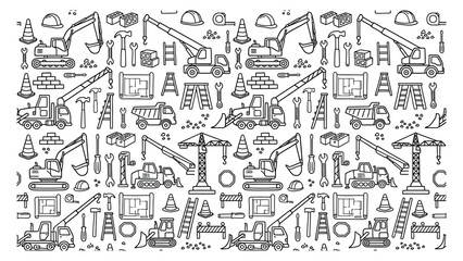 Obraz premium Construction site with various industrial equipment.