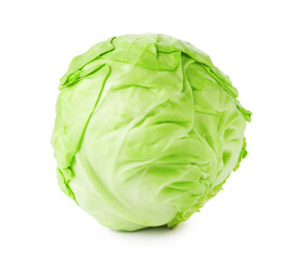 Fototapeta premium One whole fresh cabbage isolated on white