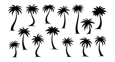 Obraz premium Collection of various palm tree silhouettes.