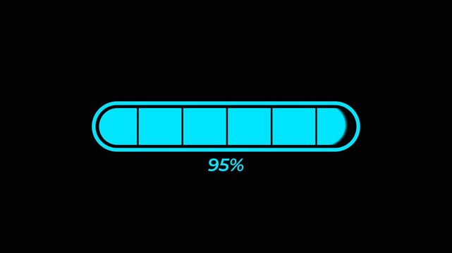 Futuristic Neon Blue Loading Bar Animation on Black Background