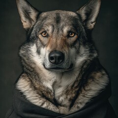 Obraz premium Majestic Wolf Portrait - Intense Expression