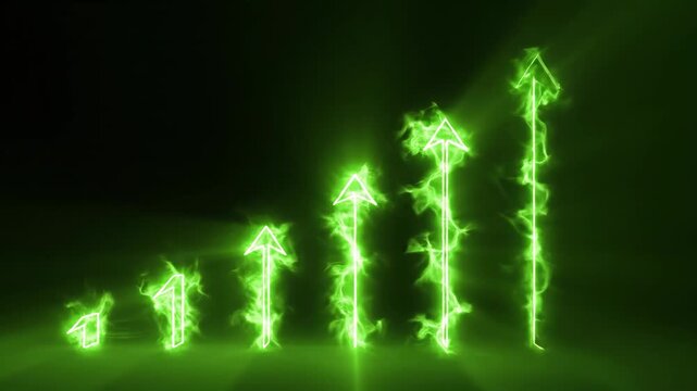 Glowing green number one with energy trail on dark background