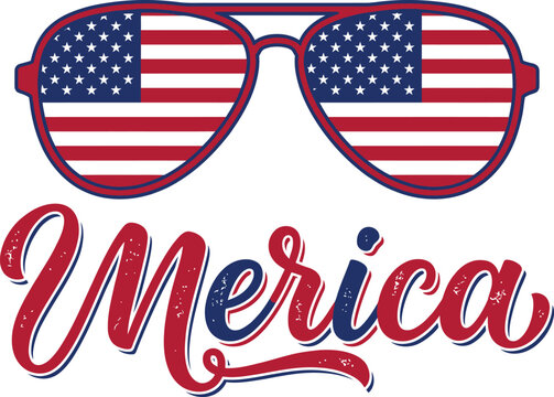 Aviator sunglasses display the American flag for patriotic fun.
