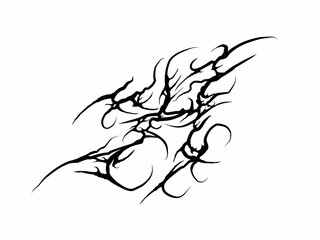 Obraz premium Abstract tribal lines forming an organic gothic shape, fluid neo tribal vector ideal for t-shirt prints, tattoos, and streetwear graphics