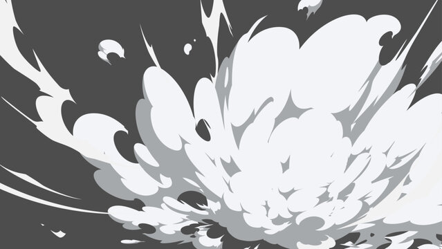 後ろに向かう衝撃の煙のイラスト素材_16:9