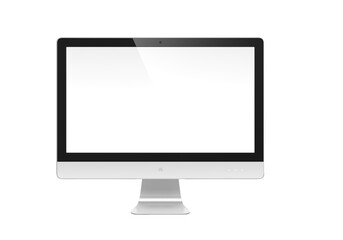 Fototapeta premium Modern desktop computer monitor with blank white screen, flat screen display isolated on transparent background PNG front view