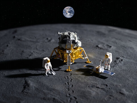 Apollo 11 Moon Landing Wide Environmental Miniature Diorama