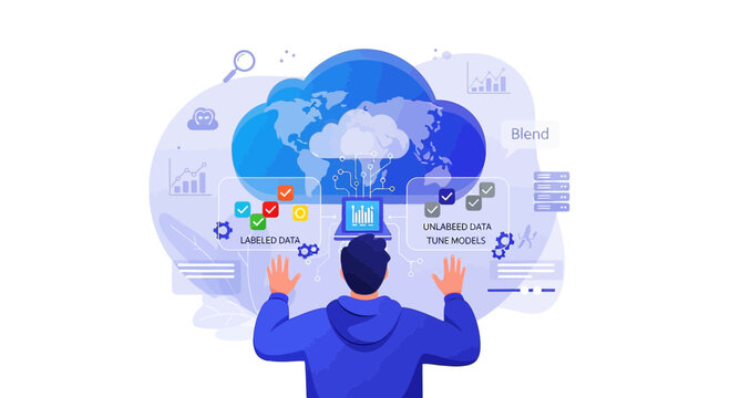 Cloud Computing Data Processing Futuristic Technology Digital Transformation Concept