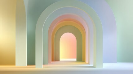 Fototapeta premium Pastel Colored Arches Abstract Architecture