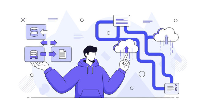 Cloud Computing Data Flow Diagram Business Technology Concept
