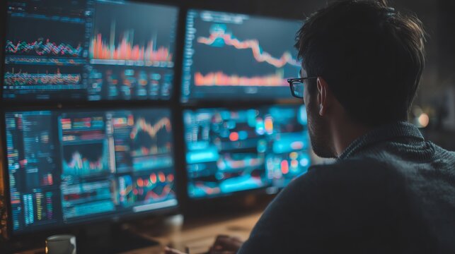 Analyst checking stock data visualization using modern AI tools