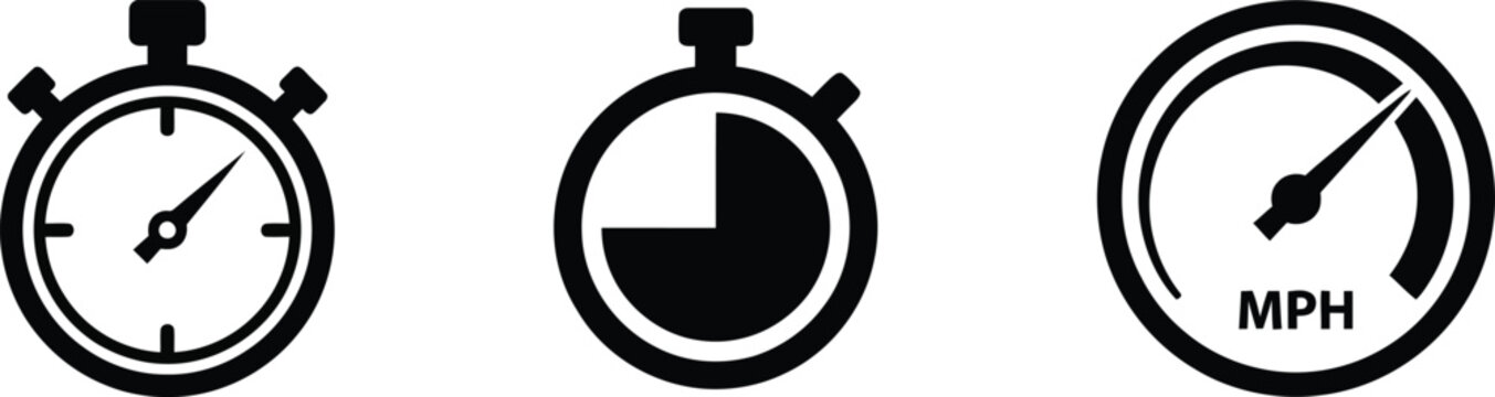 Stopwatch and speedometer icons collection