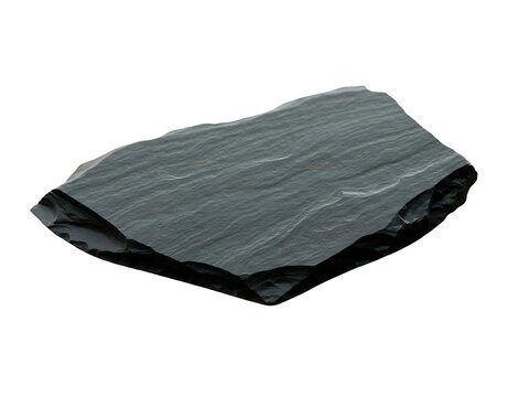 Textured slate rock fragment isolated on transparent background closeup