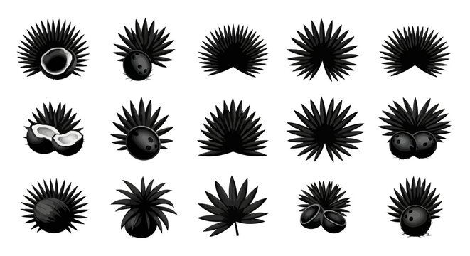 Collection of black sea urchin silhouettes.