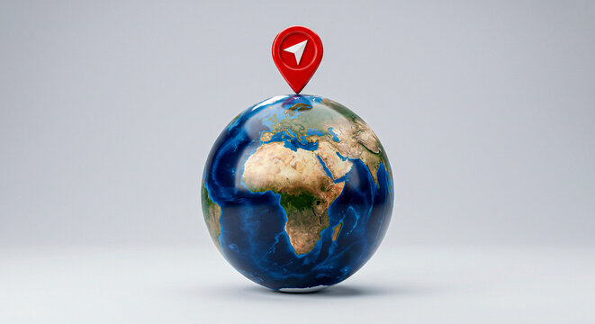 Navigation Icon on globe. Wold Tourism Day.