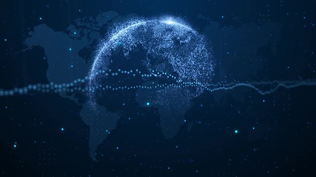 Digital world map glowing financial chart bars global data visualization trading market analysis environment futuristic style. finance visuals, stock market business analytics, global economy themes.