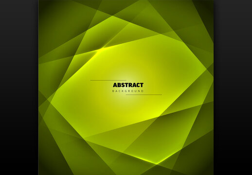 Abstract Glowing Green Geometric Background with Layers