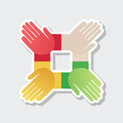 Obraz premium Diverse Hands Forming Unity Symbol