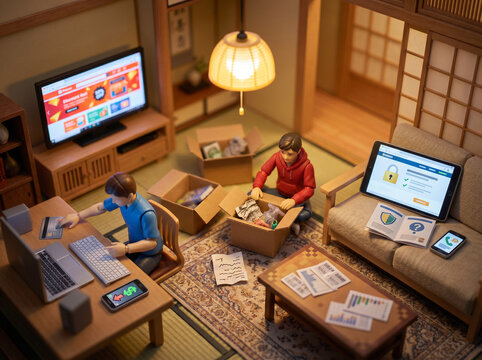 Online Shopping Fraud Wide Environmental Miniature Diorama