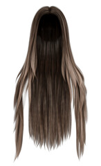 Naklejka premium 3d render extra long straight brown hair isolated