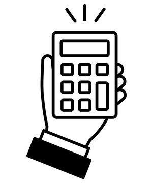 電卓・計算機のお金・マネーアイコンイラスト手で持つ
