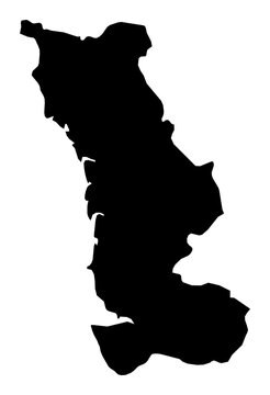 A contour map of Manche. French department silhouette