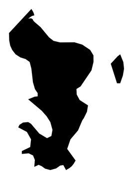A contour map of Mayotte. French overseas department silhouette