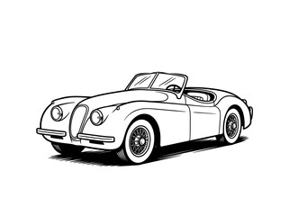 Obraz premium Vintage Sports Car Side View Illustration.