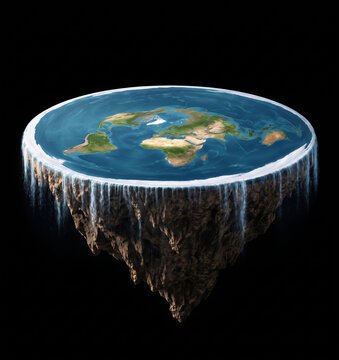 flat earth isolated on black background