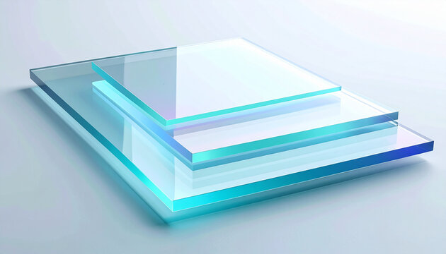 Minimalistisch design met transparante glaslagen.