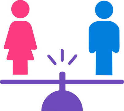 Gender Equality Scales Icon with Man and Woman Figures for Social Balance