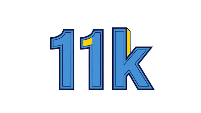 Blue and Yellow 11k Number Illustration with 3D Effect and Outline for Digital Marketing