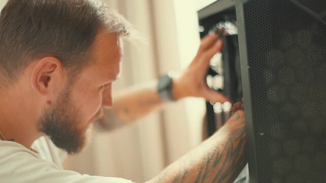Building a computer in a modern home setting with careful attention to detail and proper setup steps